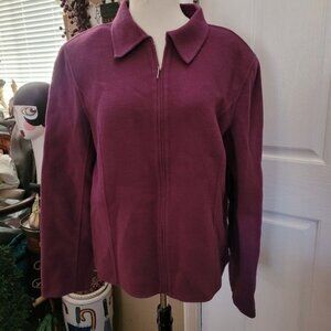 Charter Club Wool Jacket Women's Purple Full Zip XL Soft Contemporary